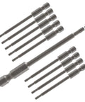 Top Shelf T10 Security Torx Screwdriver Bits Set 10 Piece Magnetic S2 Steel Driver Bits with hex shank and star tips.