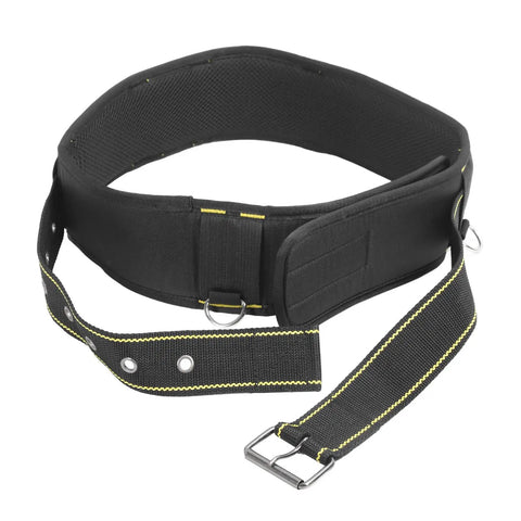 Pro Level Utility Tool Belt For Tradesmen And Carpenters Crafted From Tough 1200D Oxford Fabric With Quick Release Buckles, padded, black design.