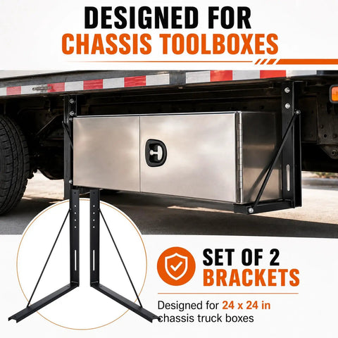 Set Of 2 Steel Truck Tool Box Mounting Brackets 24 By 24 Inch Underbody Mounting Kit with chassis toolbox installation