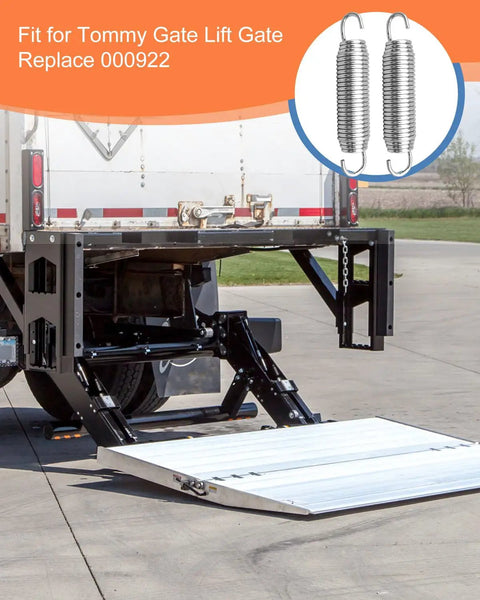 Heavy Duty Extension Springs For Tommy Gate Lift Gates, Replaces 000922, springs with lift gate in background, 2 pieces