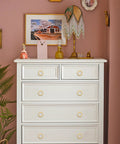 White dresser with 12 Pieces Solid Brass Ring Pull Handles For Dresser Cabinets Wardrobe Doors And Bedroom Furniture Hardware Brushed Gold Finish visible