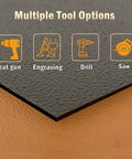 Close-up of Black Plastic Sheet One Eighth Inch Thick Twelve By Twelve Inch Heavy Duty Two Pack Rigid Moldable Panel with tool options