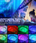 Child enjoying starry night effects with Star Projector Galaxy Night Light With Remote Control And Timer Bluetooth Speaker Aurora Ocean Wave Nebula Sky Projector For Ceiling Decor Epic Bedroom Or Living Room Gift For Kids And Adults