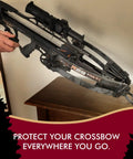 Subatomic Hanger Guard Stirrup for Ravin R29 crossbow displayed on a table.