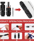 32 Piece MC4 Solar Panel Connectors Set With 16 Male And Female Pairs Plus 2 Wrenches IP67 Waterproof Handles Up To 1000 Volts And 30 Amps Built For Solar Power Setups With 10 AWG Cables operation procedure