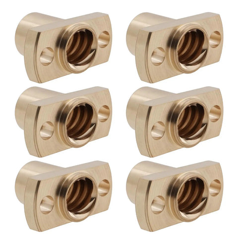 Six Pack T8 Lead Screw Trapezoidal Nuts 2mm Pitch 8mm Lead For Ender 3 CR10 CR10S 3D Printer Brass Copper Nut With High Wear Resistance And Smooth Movement