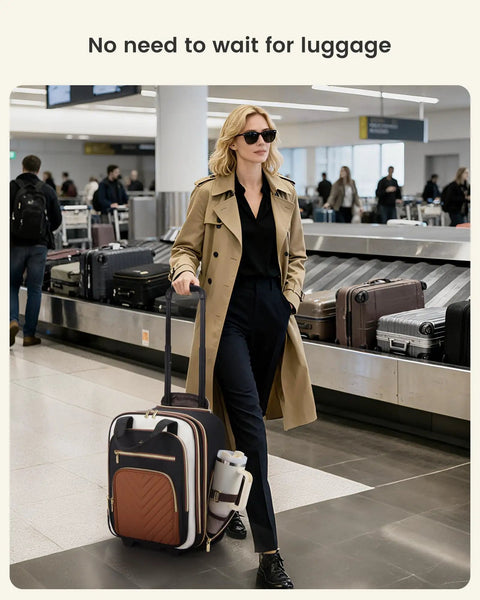 Traveler with Underseat Carry On Luggage With Wheels Lightweight Soft Sided Personal Item Bag For Travel Airline Approved Size