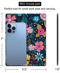 Extra Small Floral Mouse Pad 5.5 by 7 Inches Travel Ready Waterproof and Washable Desk Mat for Wireless Mice and Laptops