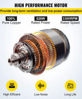 Internal view of the High Velocity Portable Axial Blower With 16 Ft Duct Hose, 12 Inch Fan, showing motor components and highlights.