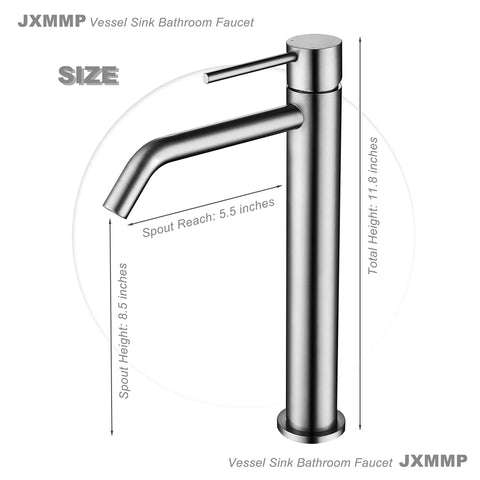 Brushed Nickel Vessel Sink Faucet With SpotShield Finish No Lead SUS304 Stainless Steel 1 Hole Bathroom Faucet For Vessel Sinks Built To Last Easy Install Pop Up Drain Ready Includes Water Supply Lines