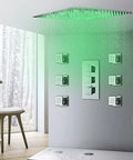 Premium Led Thermostatic Shower Combo With Air Injection Massage Head For A Slick Spa Vibe At Home, green rainfall shower head.