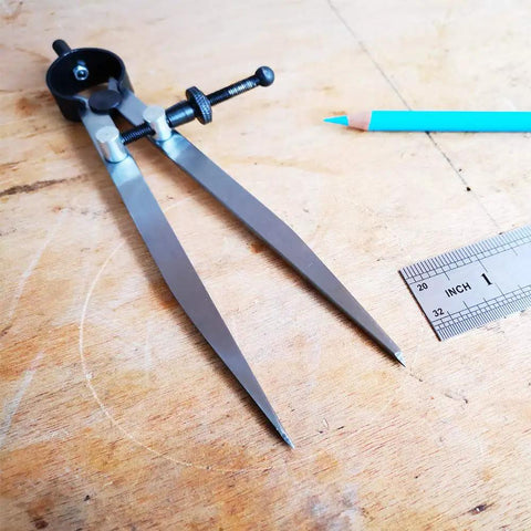 Heavy Gauge Adjustable Wing Divider Locking Steel Compass Six Inch Legs Bullseye Accurate Layout Scribe for crafting and measuring.