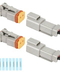 2 Pin Wiring Harness Connector Kit Plug And Play 2 Male 2 Female Waterproof Automotive Electrical Connectors 16 AWG with heat shrink tubing