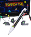 Easy To Use Conductive Ink Repair Pen For Circuit Boards DIY Electronics Tool For Quick Solderless Fixes Nickel Powder Based Conductive Paint With Strong Adherence And Water Resistance Great For Damaged Traces And Pads in front of a Pac-Man screen