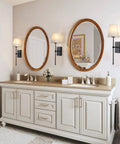 Set Of 2 Slim Wall Sconces With White Fabric Shade And Matte Black Base For Bedroom Bedside Bathroom Vanity And Living Room - Easy Dope Hardwired Indoor Wall Lighting Fixtures in bathroom setting