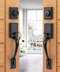 Matte Black Front Door Handle Set For Double Doors With Dummy And Lever Built To Last Tough As Nails Lock Set Single Cylinder Deadbolt