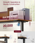 VASAGLE Electric Standing Desk, Height Adjustable Office Table With Memory Presets, Sit Stand Workstation For Home Office showing sturdy construction and operation details.