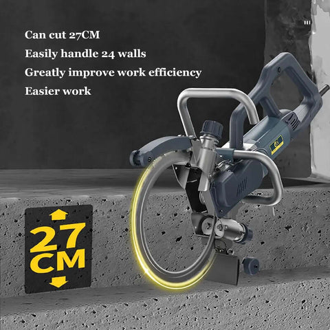 Kickass Heavy Duty Electric Ring Saw With Rolling Pulley Portable Wall Chaser Machine 8800W Motor 3000 RPM cutting into concrete with 27CM depth.