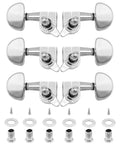 QWORK 6-pack guitar tuning pegs, chrome machine heads with mounting screws and washers