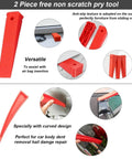 Red plastic pry tools from Heavy Duty Air Wedge Bag Set With Pump Leveling Kit And Alignment Tool Inflatable Shim Bags for auto repair.