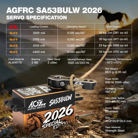 Specifications of Beefy 34Kg Low Profile RC Servo Motor With 16.8V Direct Power Waterproof Programmable Brushless Smart Servo SA53BULW 2026
