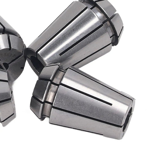 High Precision Spring Collet Set ERG20 With 4 Durable Pieces For CNC Engraving Milling And Lathe Tasks, four steel collets arranged.