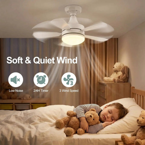 Seventeen Point Seven Inch Socket Fan Light With Remote, 3000 Lumens LED Ceiling Fan And Light Kit installed in bedroom ceiling