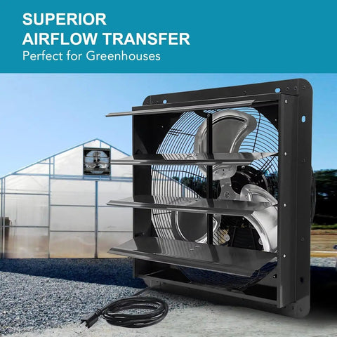 Beefy 18 Inch Shutter Exhaust Fan Wall Mounted Aluminum With 1.65 Meter Power Cord Kit for Greenhouse Ventilation
