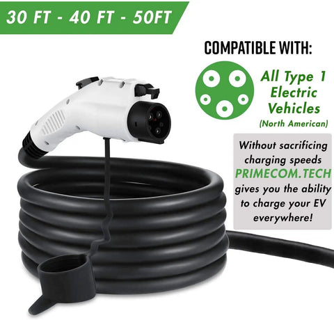 J1772 Level 2 Portable EVSE Charger 220V 16A With 10 To 15 Meter Cable coiled, North American compatibility shown