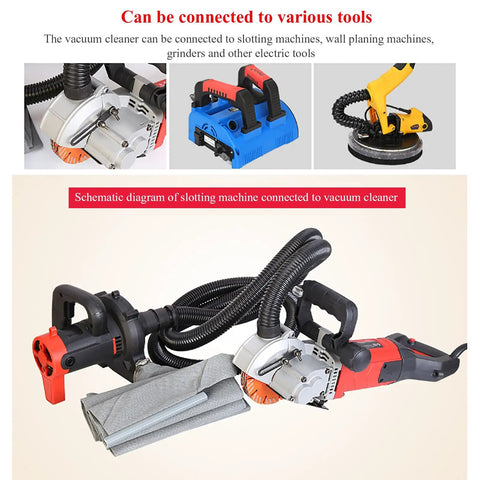 Heavy Duty Industrial Shop Vac With Blowing And Suction Options To Blow Off Sawdust And Collect Work Debris Compatible With Angle Grinders And Power Tools Giving Smooth Six Speed Settings For Quick Shop Cleanup diagram of tools connected to vacuum.