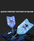Go-To Inductor Coil Tester For PC And Phone Motherboards, CT 1 Electromagnetic Induction Fault Locator on a motherboard.