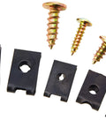 Heavy Duty Rust Resistant U Clip And Screw Assortment Kit Featuring Black Oxide Spring Steel Clips In A Slick Labeled Storage Box for car mods.