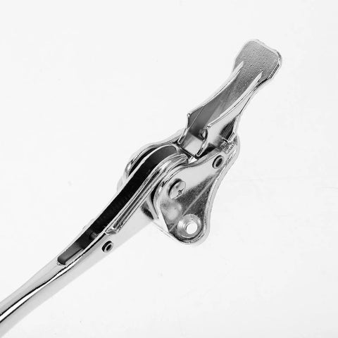 Close-up of Heavy Duty Zinc Alloy Wall Door Stop With Silver Minimalist Design Kickdown Door Stopper, showing hinge mechanism.
