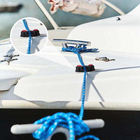 3 Pack Kayak Cam Cleats Aluminum Rope Cleats For Boats Fast Entry Dock Cleats Works With Lines Up To 5 Eighths Inch Must Have For Kayaks Sailboats Dinghies Canoes And Small Boats installed on white boat deck