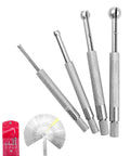 Four-piece ball-type telescoping gauge set with 1/8-1/2 in range and 32-blade steel feeler gauge; red storage pouch.