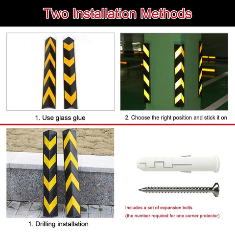 Heavy Duty L Shape Wall Corner Guard With Glowing Reflective Rubber Strip For Garage Warehouse Pillar Safety To Shield Beat Up Corners From Vehicle Bumps And Deliver Rock Solid Night Visibility For Anyone Parking Any Truck After Dark