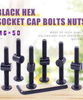 Black M6x50mm Crib Hardware Screws With Barrel Nuts And Allen Wrench Pack Of 25 For Furniture Cots And Cribs Hex Socket Head Cap
