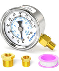 Dry Pressure Gauge 0 To 200 Psi Stainless Steel 2 Inch Dial Face Lower Mount One Eighth Inch NPT Waterproof For Air Compressors