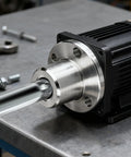 Tough-As-Nails 5-Pack 8mm Rigid Flange Motor Couplings for DIY projects attached to motor on workbench