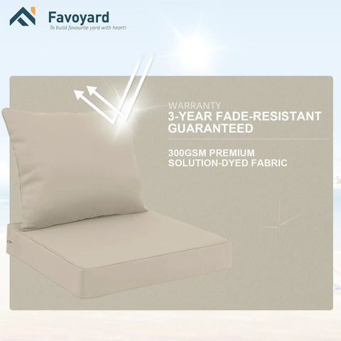 Weatherproof Outdoor Seat Cushion Set 24 X 24 Inch Deep Seat With 24 X 20 Inch Back Cushion Water Resistant Fade Resistant
