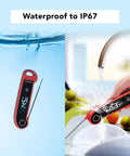 Digital Instant Read Meat Thermometer For Grilling And Cooking, NSF Certified Waterproof IP67, submerged and rinsed, red