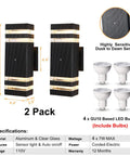 2 Pack LED Dusk To Dawn Outdoor Lights With Aluminum Sensor Waterproof Exterior Fixtures, 3000K Warm White, product details