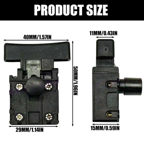 Heavy Duty Replacement Power Control Component For Electric Tool Repair, Black Housing Spare Piece, 40 X 50 mm dimensions displayed.