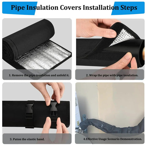 4 Layer HVAC Copper Pipe Insulation Cover For Outdoor Use, 78x10.2 Inch 600D Oxford Line Wrap installation steps diagram.