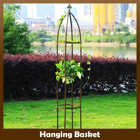 Beefy 6.3 Feet Tall Obelisk Garden Trellis for Climbing Vines and Flowers, Heavy Duty Plant Support in a garden setting