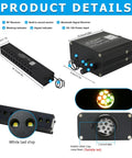 Dope Twinkle Meteor Shooting Star Fiber Optic Kit With 16W Light, RGBW, Sound Activated; product components and dimensions.