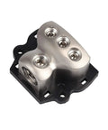 Beefy 3 Way Car Amplifier Power Distribution Block With 0 Gauge In And 3X 4 Gauge Out Nickel Plated Internals Ground Distributor For Auto Audio System Heavy Duty 2 Pack, top view