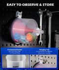 Slick No Mess Coolant Funnel Kit 17 Piece Leakproof Radiator Bleeder Tool showing translucent funnel and hanging tab for storage.