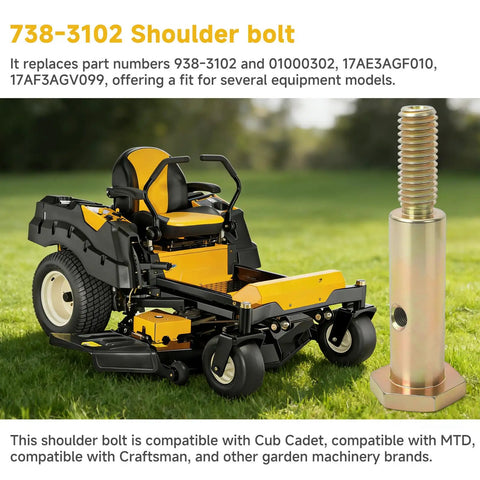 Shoulder Bolt 7/16-14 For Lawn Mowers And Lawn Tractors Replacement Part 738-3102 938-3102 Durable Fastener Next to Mower