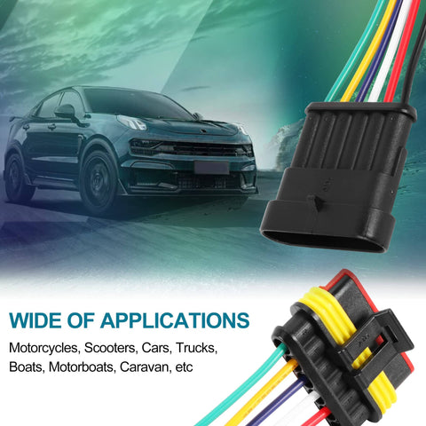 6 Pin Waterproof Electrical Wire Connector Male And Female Quick Disconnect Plug with car and water backdrop